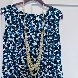 Ann Taylor Blue Floral Sleeveless Shift Dress